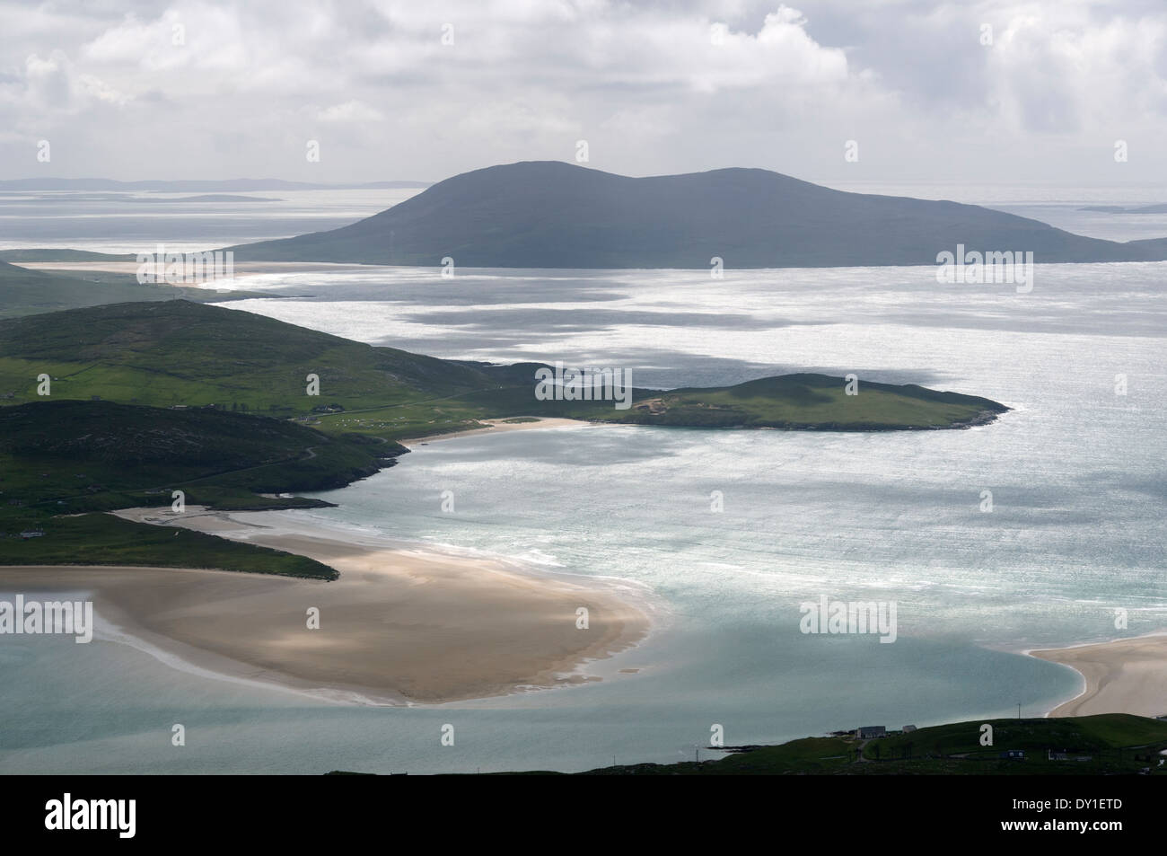 Tràigh Sheileboist Strand und Ceapabhal (Toe Head - Gob ein Tobha), Beinn Dhubh, Harris, Western Isles, Schottland, UK Stockfoto