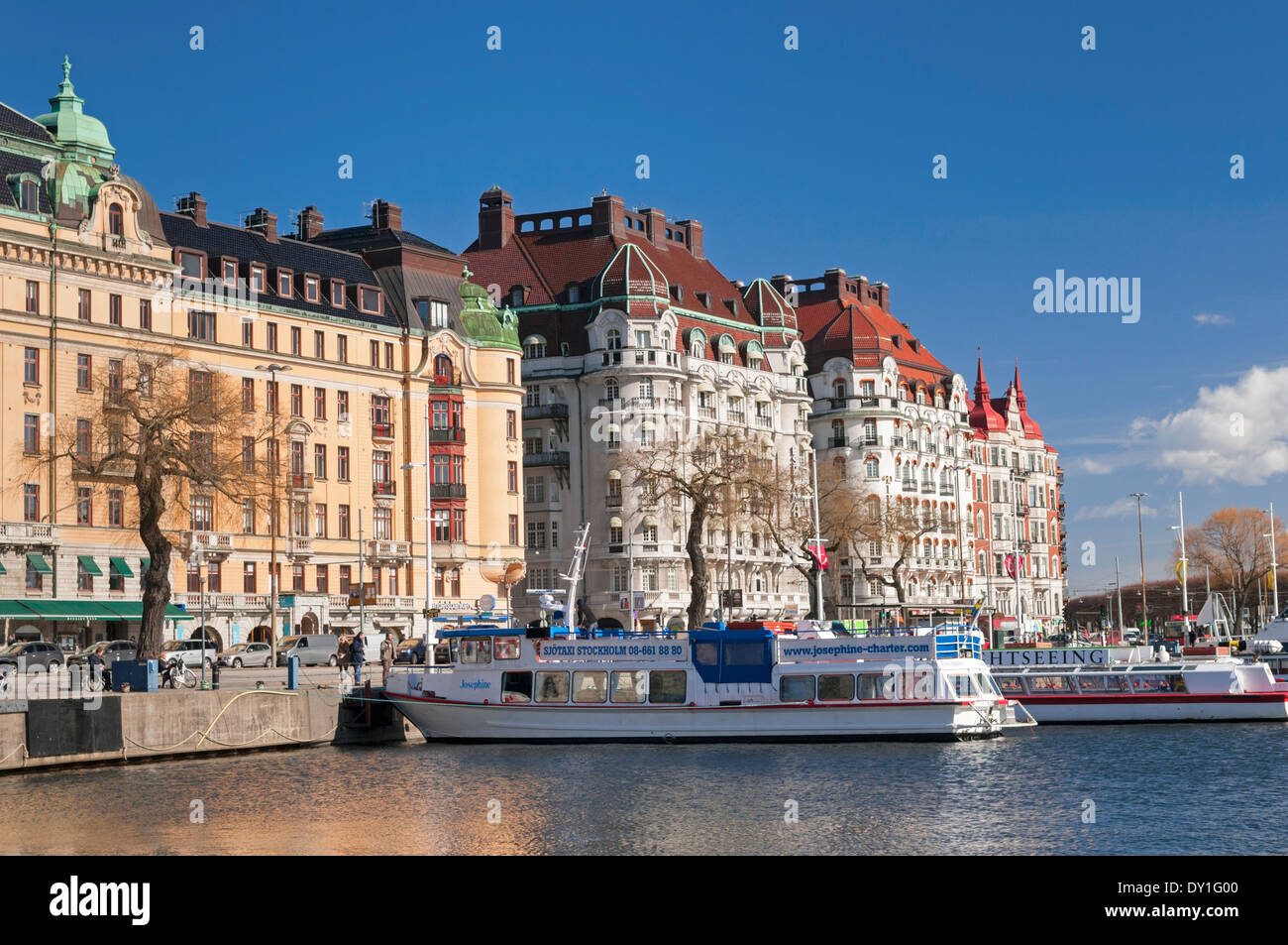 Hafen und Boote Ostermalm Stockholm Schweden Stockfoto