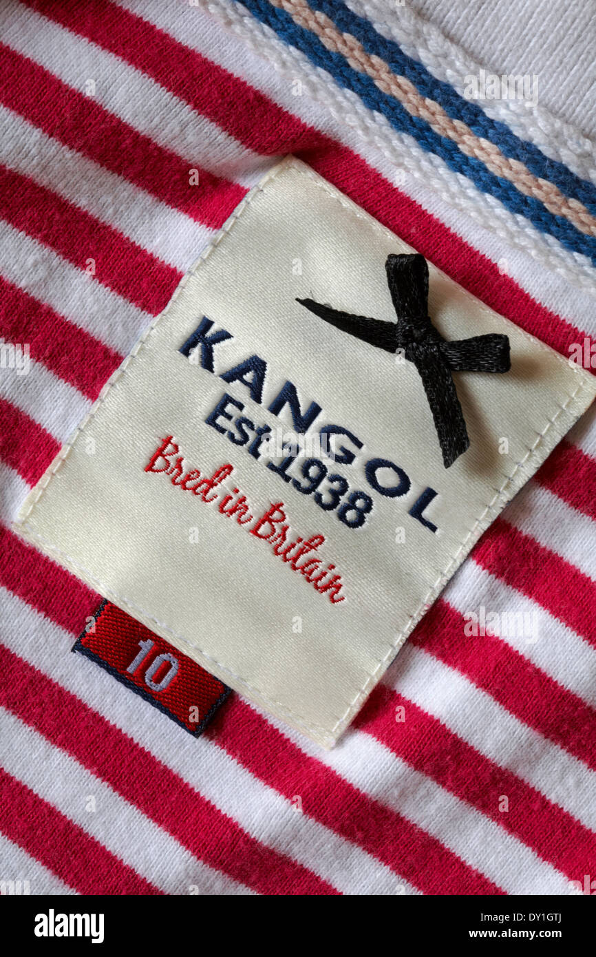 Kangol Est 1938 Bred in Großbritannien Beschriftung im Kleidungsstück Stockfoto
