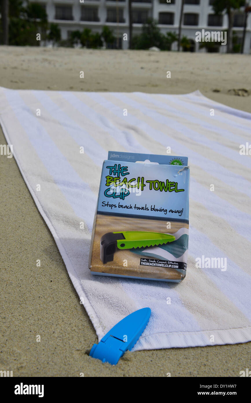 Der Strand-Handtuch-Clip Stockfoto