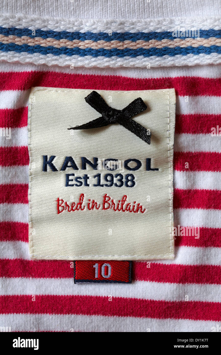 Kangol Est 1938 Bred in Großbritannien Beschriftung im Kleidungsstück Stockfoto