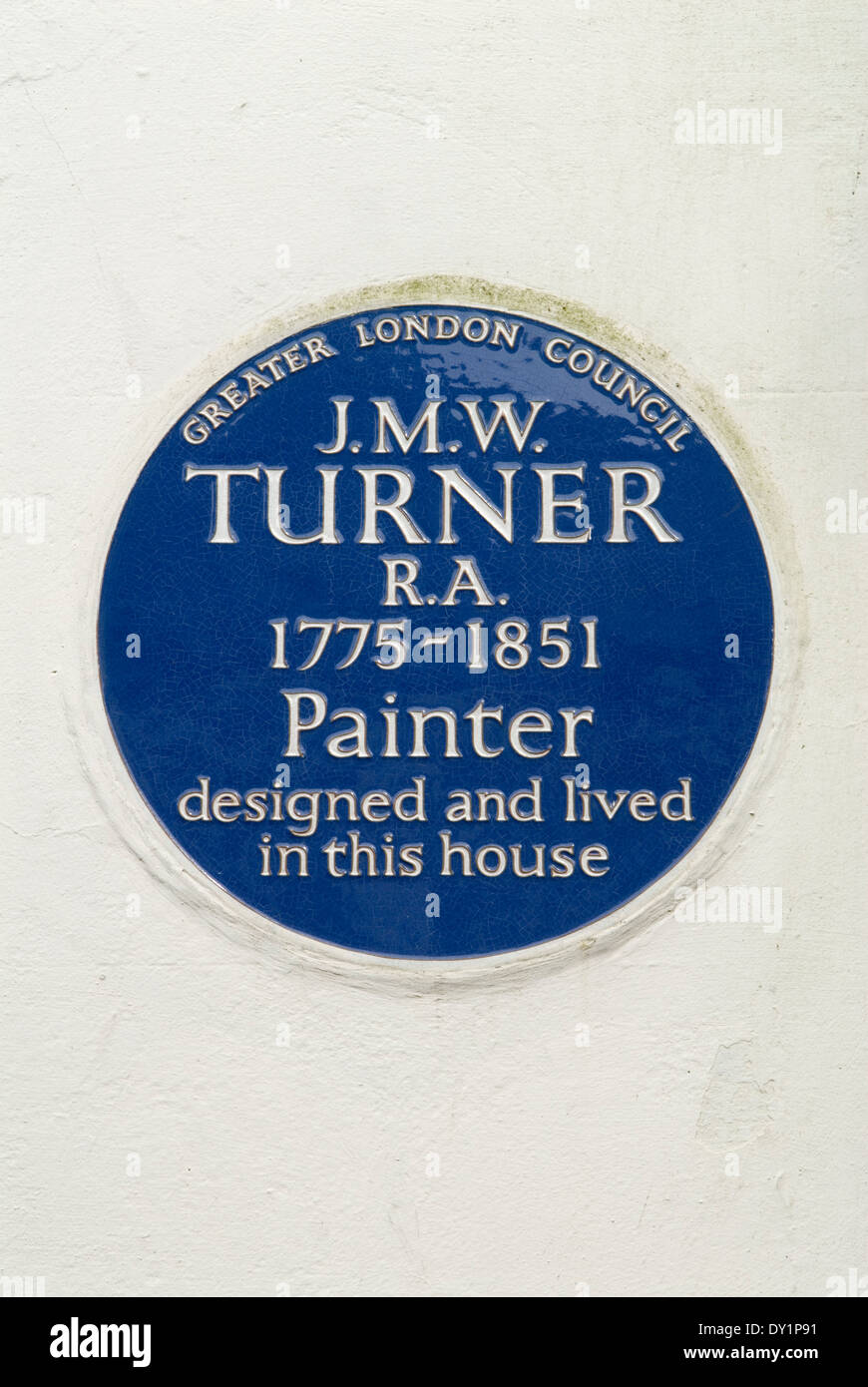Turners House Sandycombe Lodge, 40 Sandycoombe Road Twickenham im Londoner Stadtteil Richmond an der Themse Blaue Plakette. LONDON, GROSSBRITANNIEN, HOMER SYKES Stockfoto