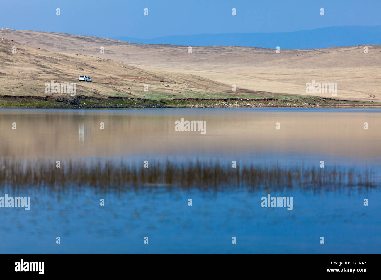 Landschaft des Lake Khankhoi (See Yalga) auf Olchon am Baikalsee, Sibirien, Russland Stockfoto