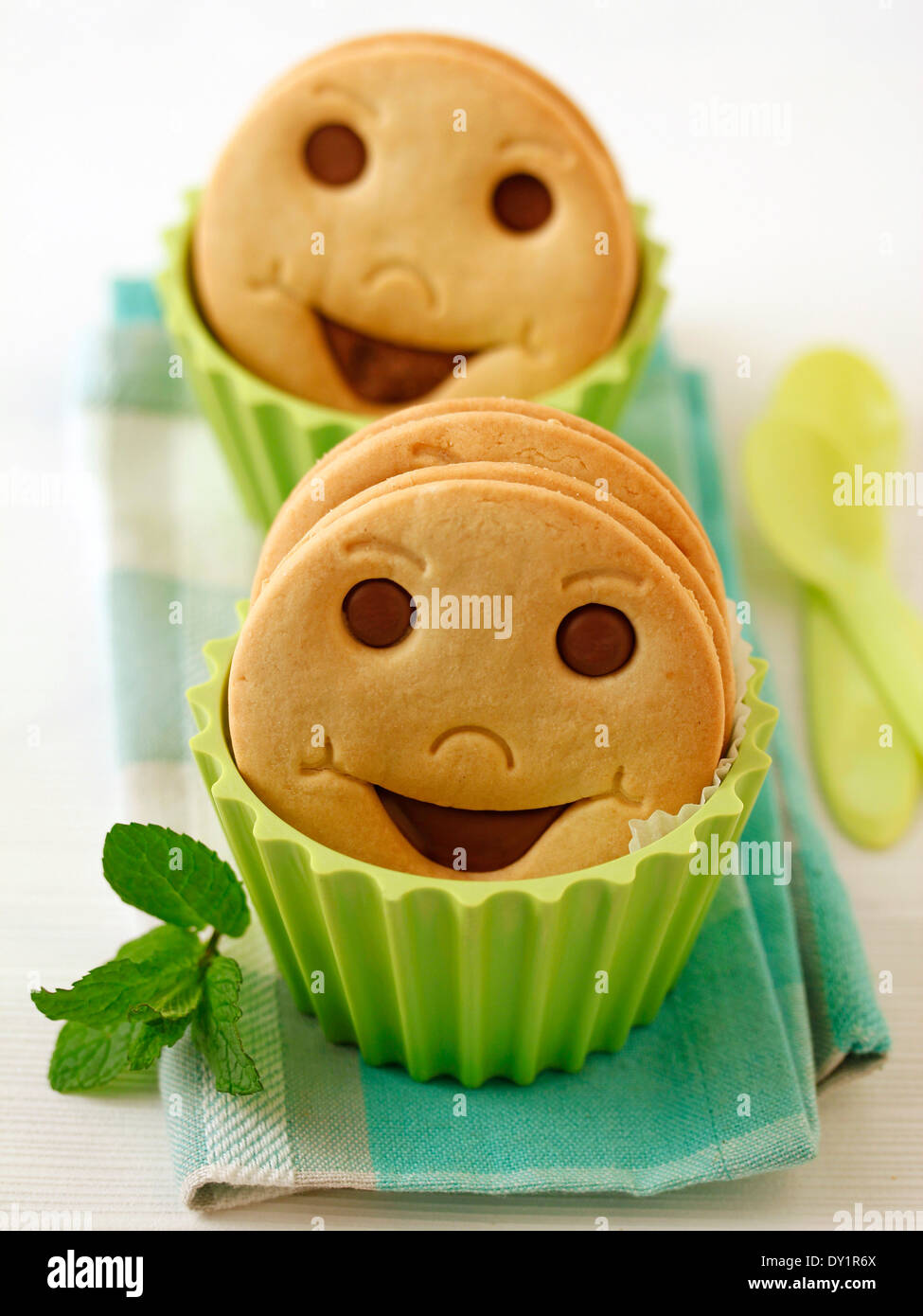 Lächeln Cookies. Rezept zur Verfügung. Stockfoto