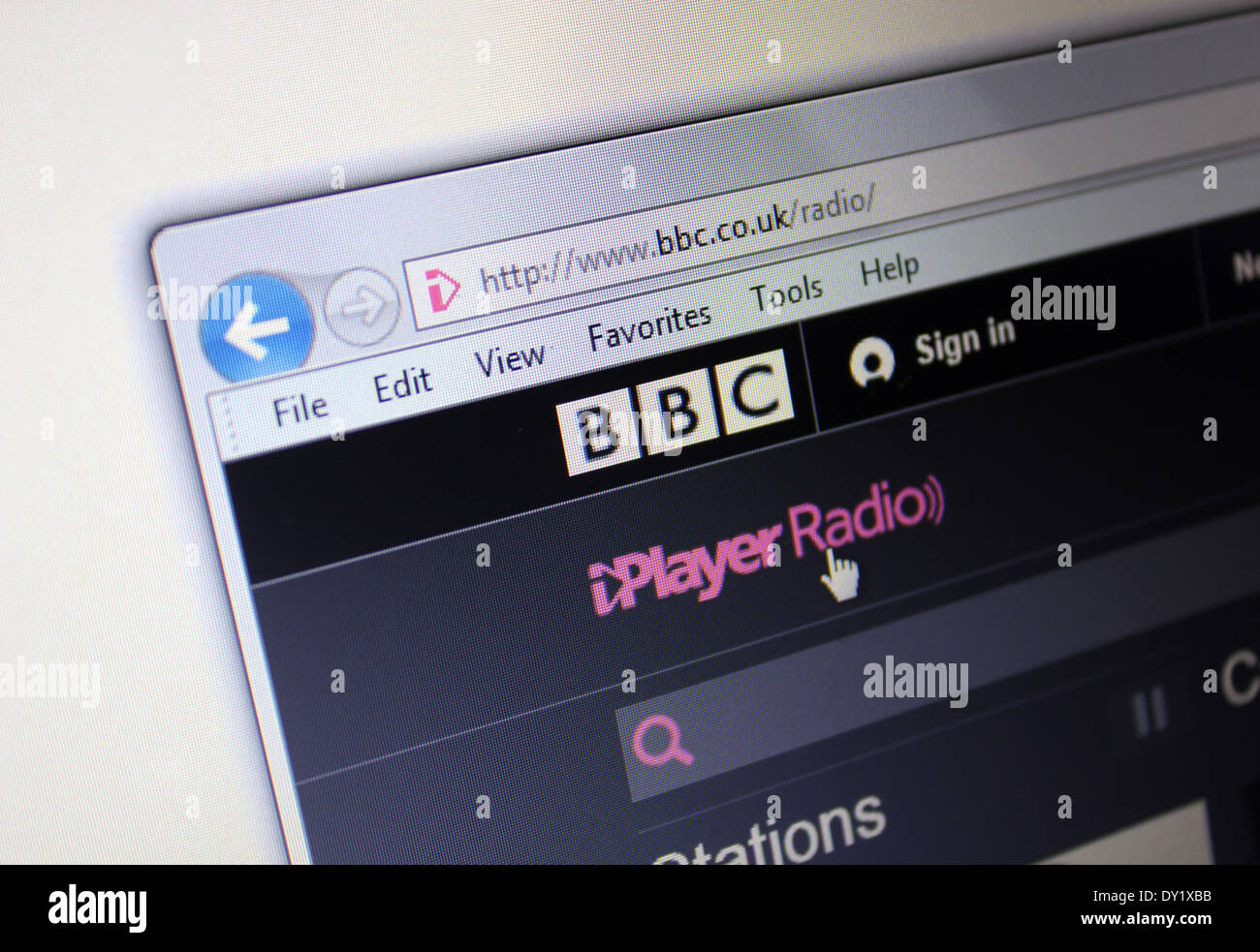 BBC iPlayer-website Stockfoto