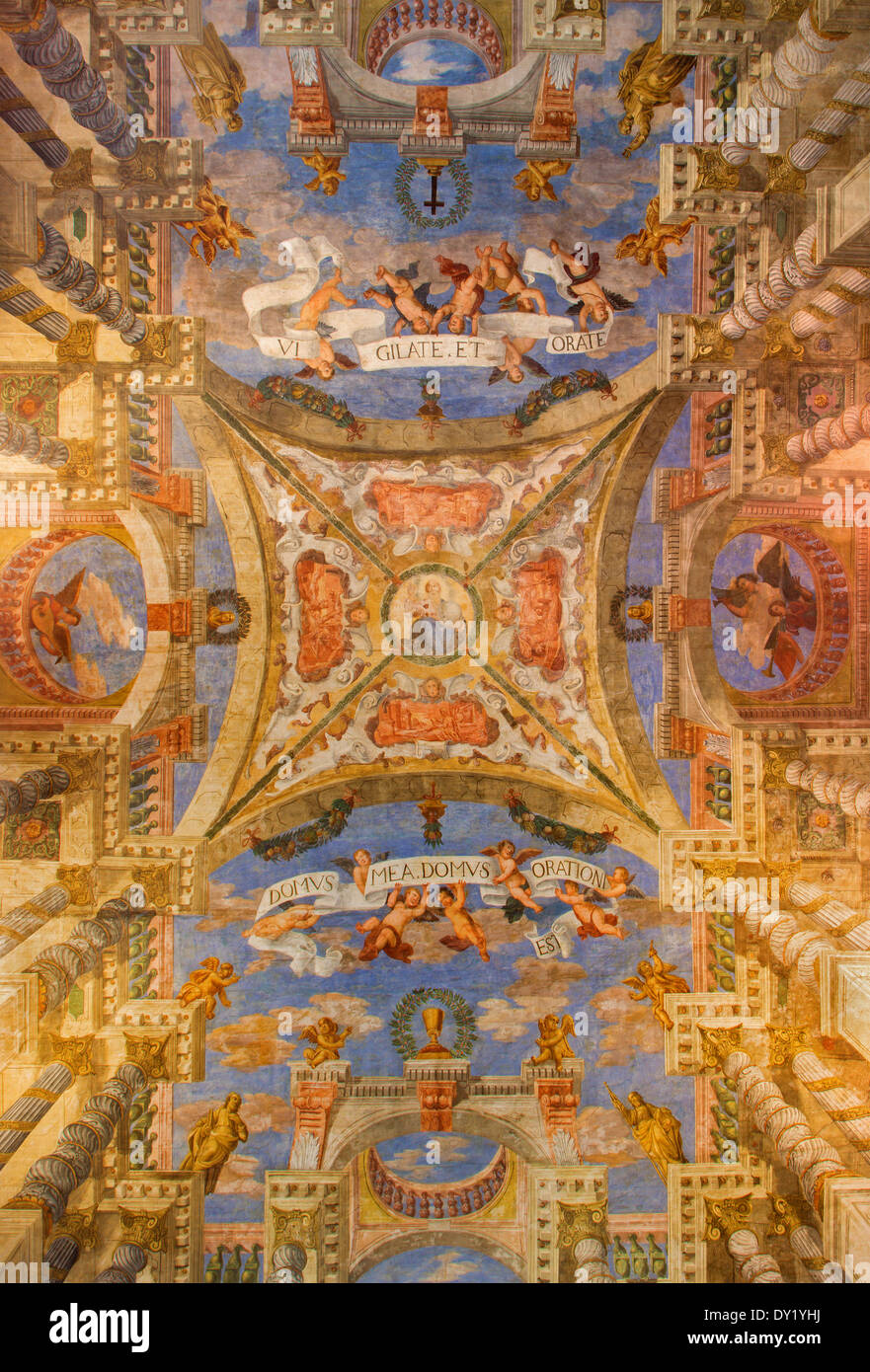 Venedig, Italien - 11. März 2014: Deckenfresko von Kirche Chiesa di Sant Alvise von Piero Antonio Torri und Pietro Ricchi Stockfoto