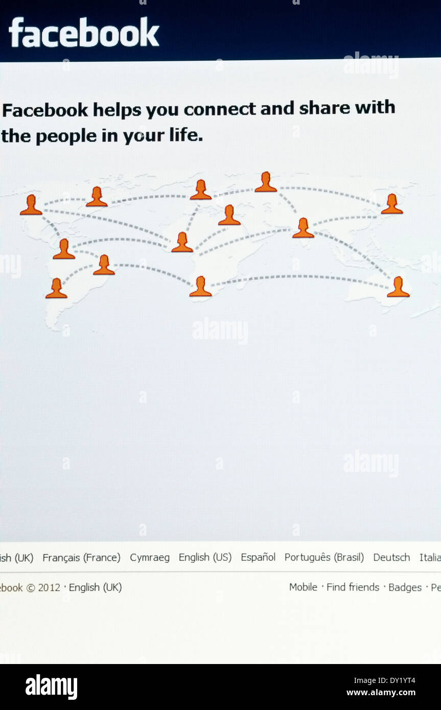 Facebook-Logo auf der HomePage Stockfoto