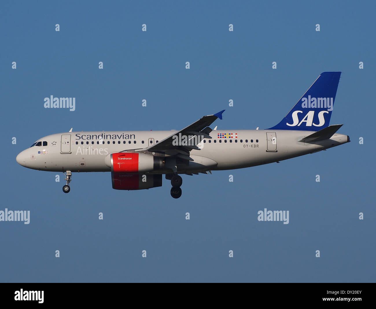 OY-KBR SAS Scandinavian Airlines Airbus A319-131, Landung auf Schiphol, Bild 2 Stockfoto