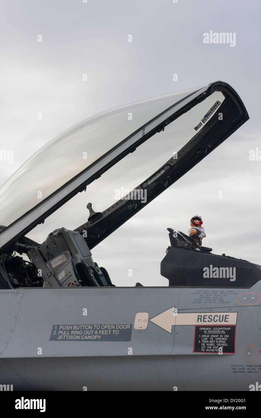 Die belgische Luftwaffe Lockheed Martin F-16AM/BM Multirole Jet Fighter Cockpit Stockfoto