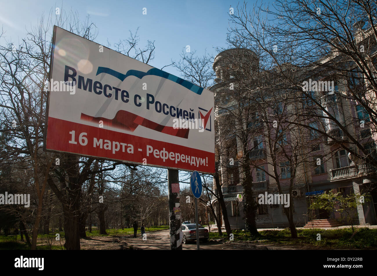 Referendum Plakatwand während in Simferopol Krim 2014 Krise Stockfoto