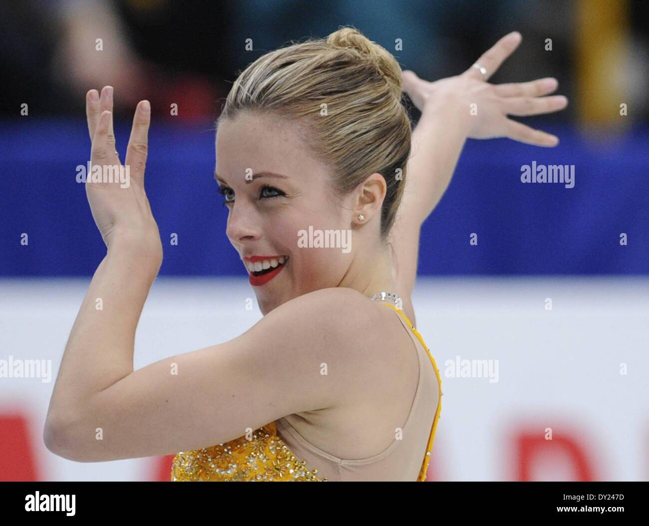 Saitama, Japan. 29. März 2014. Ashley Wagner der Vereinigten Staaten führt bei den Damen-Kür bei der International Skating Gewerkschaften (ISU) World Figure Skating Championships in Saitama, Japan © Action Plus Sport/Alamy Live News Stockfoto