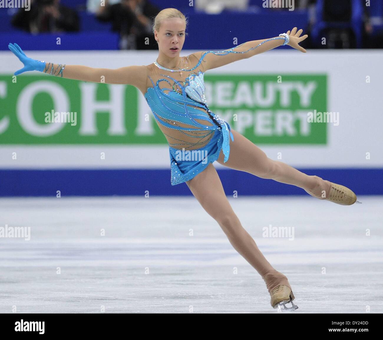 Saitama, Japan. 29. März 2014. Anna Pogorilaya von Russland führt bei den Damen-Kür bei der International Skating Gewerkschaften (ISU) World Figure Skating Championships in Saitama, Japan © Action Plus Sport/Alamy Live News Stockfoto