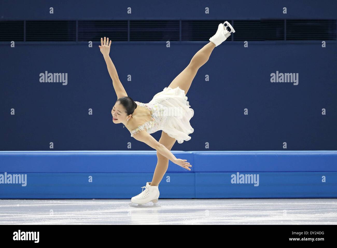 Saitama, Japan. 29. März 2014. Akiko SUZUKI JPN führt bei den Damen-Kür bei der International Skating Gewerkschaften (ISU) World Figure Skating Championships in Saitama, Japan © Action Plus Sport/Alamy Live News Stockfoto