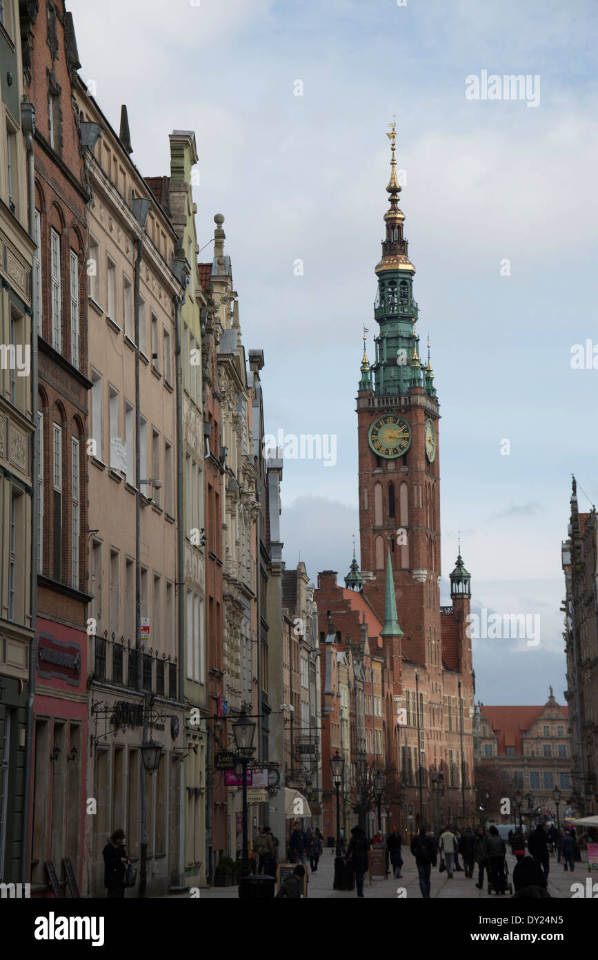 Gdansk-Danzig quadratische Rathaus Uhr Gebäude Stockfoto