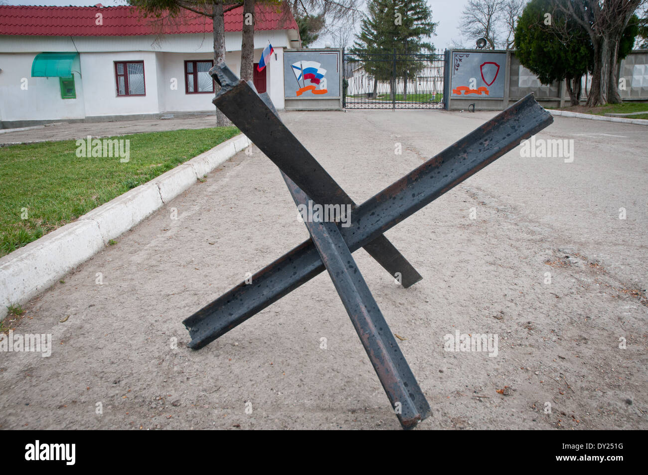 ehemaligen Militärbasis ukrainische 36. separate Machanized Küsten Infanterie-brigade in Perevalne Dorf, Crimea Stockfoto