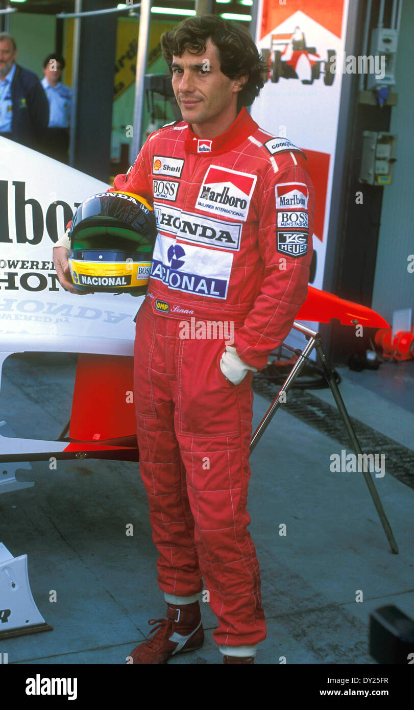 Ayrton Senna (McLaren), SEPTEMBER 1991 - F1: Ayrton Senna McLaren-Honda in der Box vor dem 1991 italienischen Grand Prix in Monza in Italien. © Grand Prix Photo/AFLO/Alamy Live-Nachrichten Stockfoto