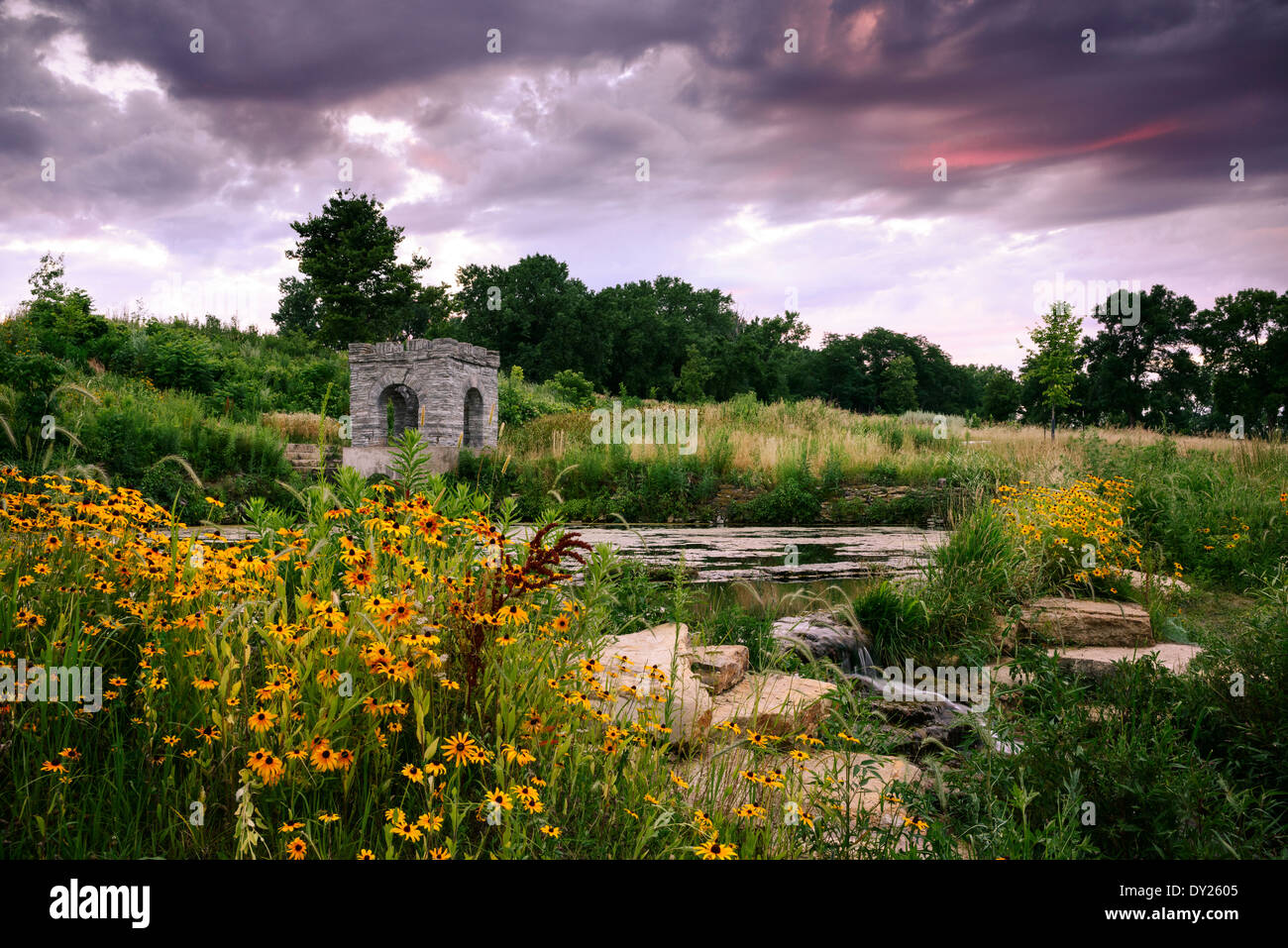 Coldwater Spring und Abfluss Teich, Teil des Mississippi nationaler Fluß und Erholung-Bereich. Stockfoto