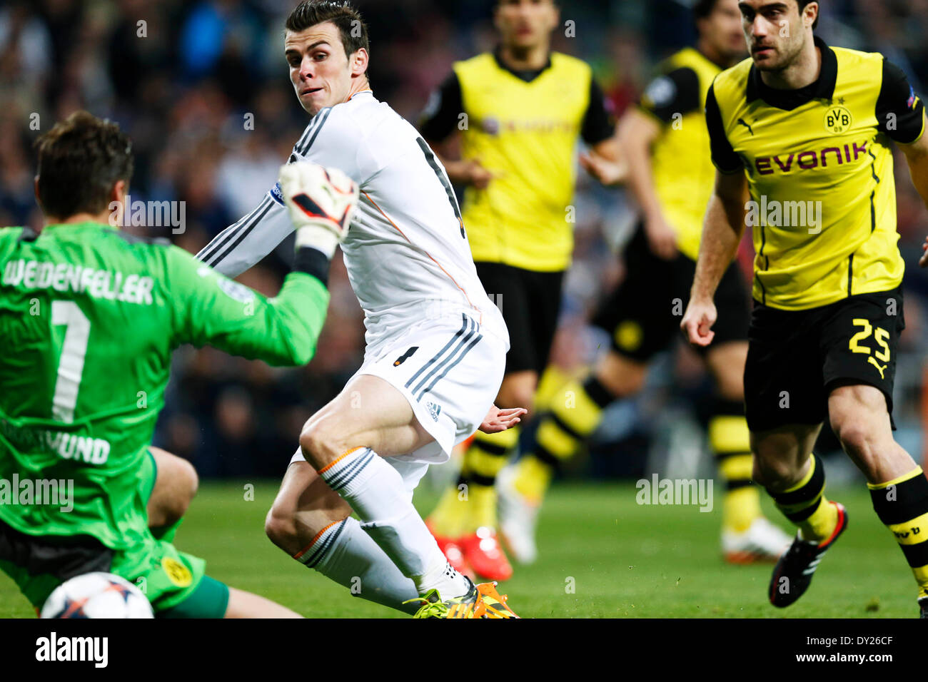 Madrid, Spanien. © 2. April 2014. Gareth Bale (Real) Fußball: UEFA Champions League-Runde 8, 1at Bein match zwischen Real Madrid 3-0 Borussia Dortmund im Estadio Santiago Bernabeu in Madrid, Spanien. Kredit: D. Nakashima/AFLO/Alamy Live-Nachrichten Stockfoto