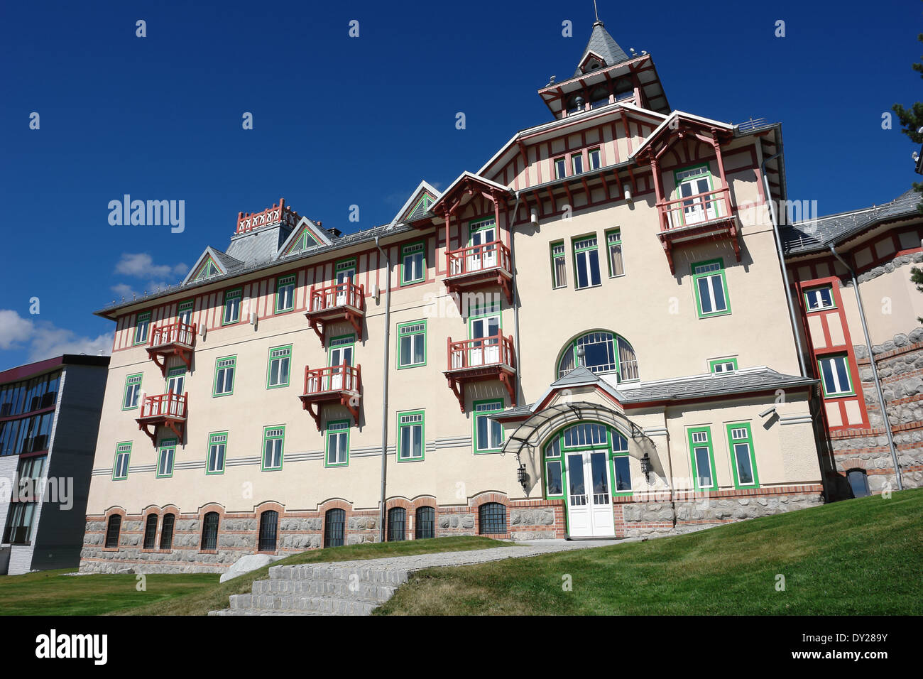 Das Hotel auf der Strbske Pleso in der hohen Tatra, Slowakei Stockfoto