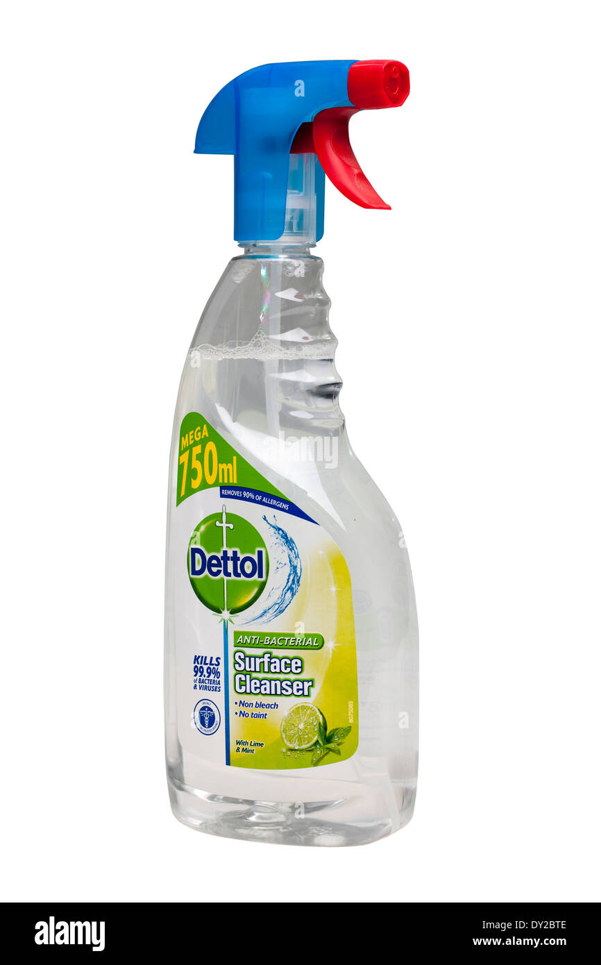 Mega-750 ml-Sprühflasche mit Dettol Oberfläche Reiniger Stockfoto