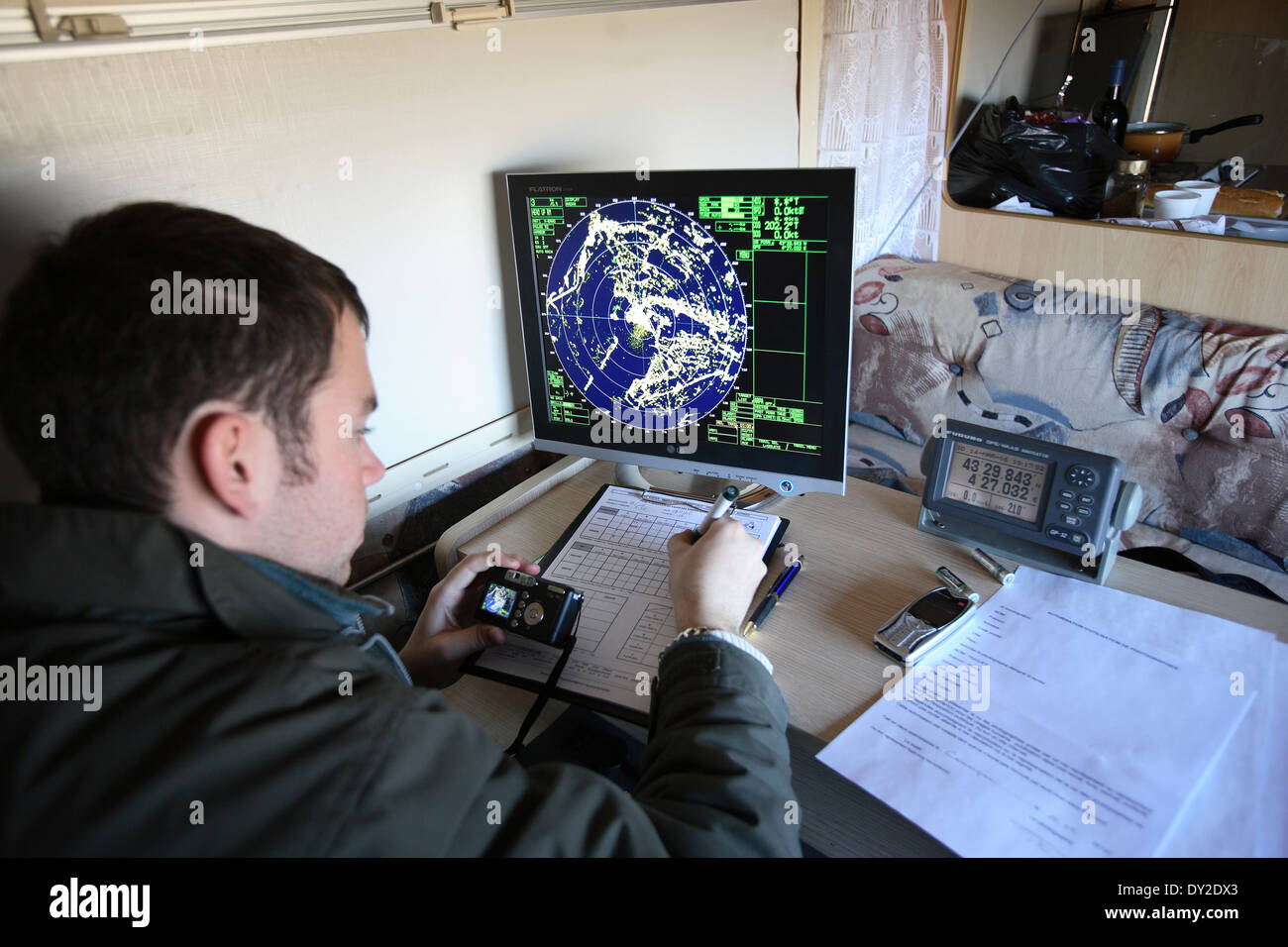 Studie der Wildtiere und Vögel Migration, tracking-Mapping und Aufklärung, mobile Einheit, Camargue, Südfrankreich Stockfoto