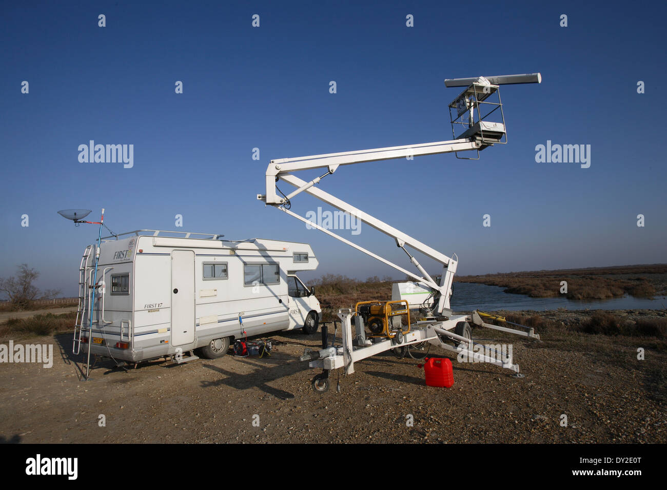 Studie der Wildtiere und Vögel Migration, tracking-Mapping und Aufklärung, mobile Einheit, Camargue, Südfrankreich Stockfoto