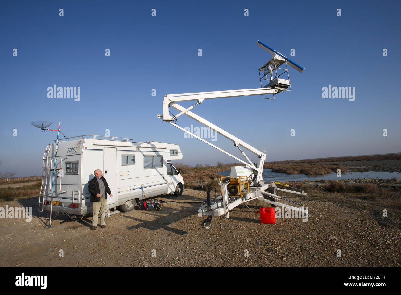 Studie der Wildtiere und Vögel Migration, tracking-Mapping und Aufklärung, mobile Einheit, Camargue, Südfrankreich Stockfoto
