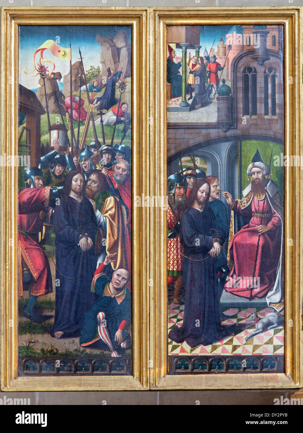 Wien - Jesus Panel als Detail verraten, von gotischen geschnitzten Flügel-Altar in der Kirche des Deutschen Ordens Stockfoto