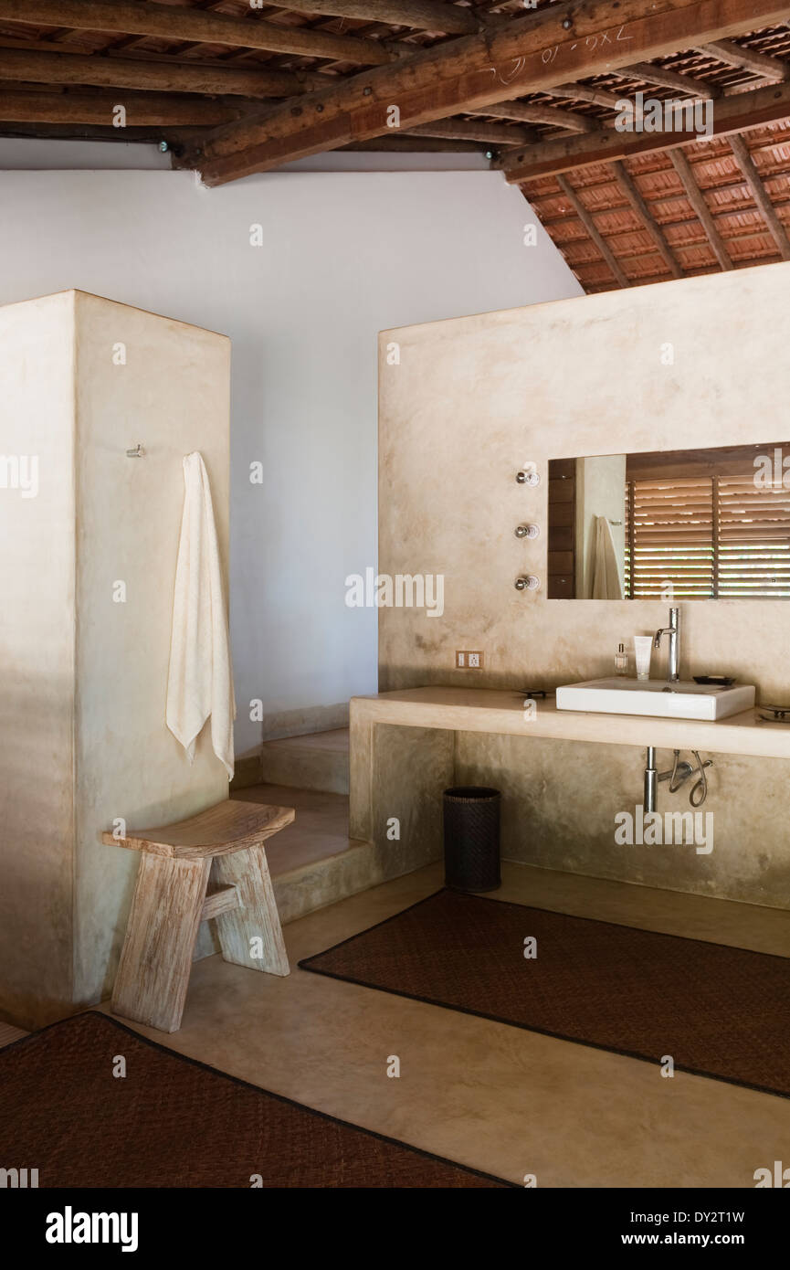 Badezimmer Interieur des Strandhaus aus Goa, Indien Stockfoto