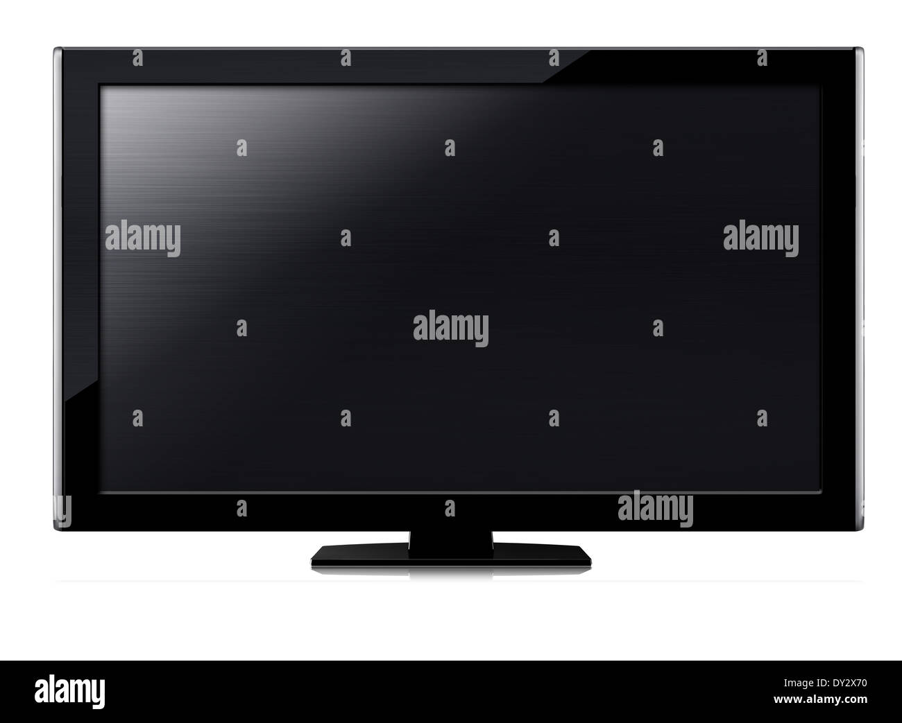 Schwarz-LCD-tv-Bildschirm an der Wand hängen. (mit Beschneidungspfad Arbeit) Stockfoto