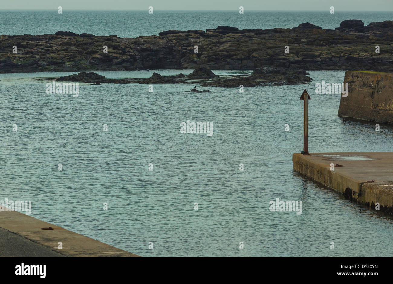 Dunseverick Hafen County Antrim-Nordirland am Abend Stockfoto