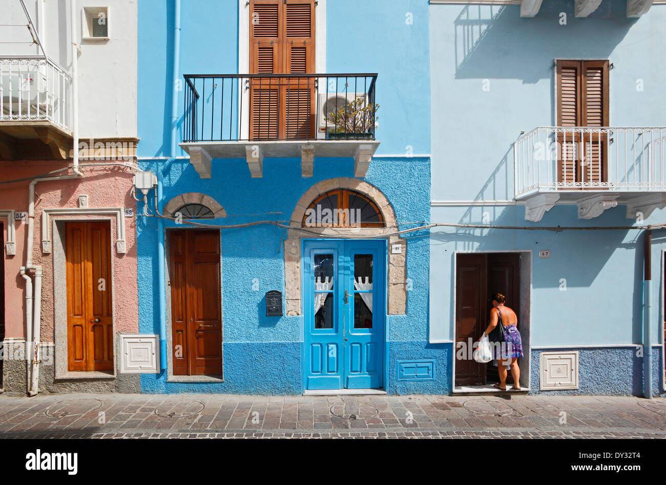 Azure Haus in Carloforte, Sardinien San Pietro Stockfoto