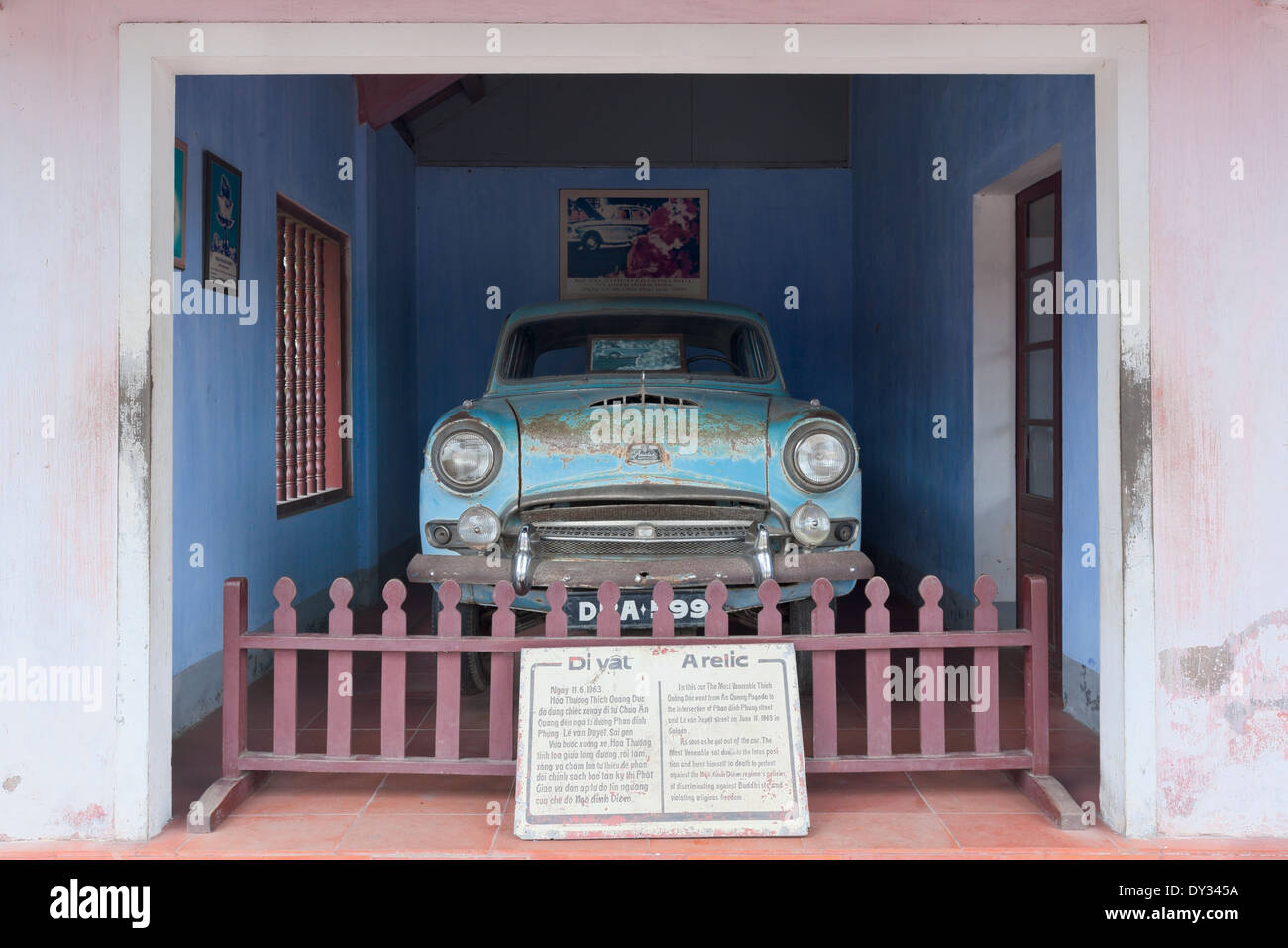 Hue, Vietnam. Thien Mu Pagode. Austin-Automuseum stattfand Thich Quang Duc 1963 auf der Website in Saigon seine Selbstverbrennung Stockfoto