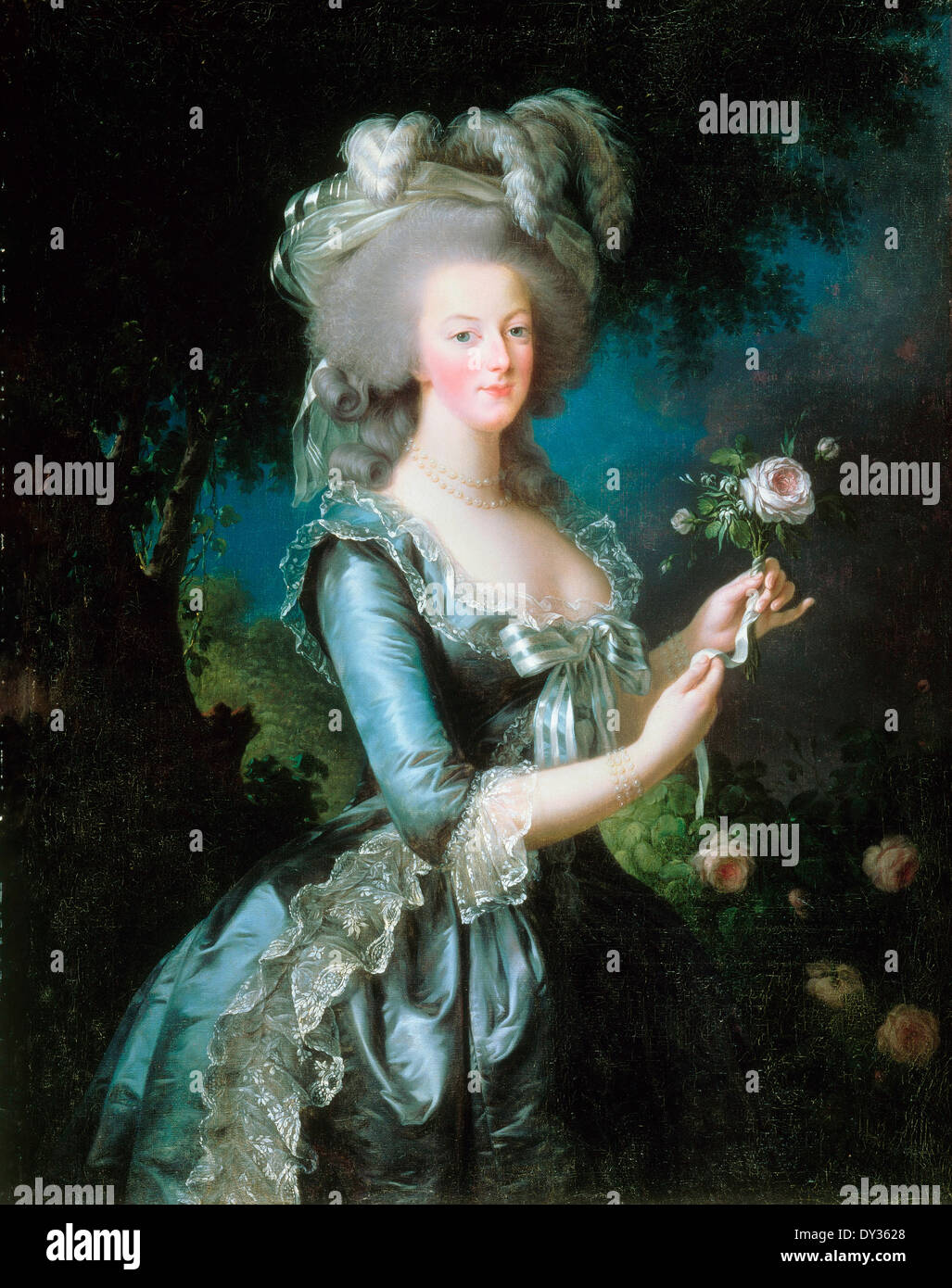 Louise Elisabeth Vigee Le Brun, Marie-Antoinette mit dem Rose 1783-Öl auf Leinwand. Schloss von Versailles, Frankreich. Stockfoto