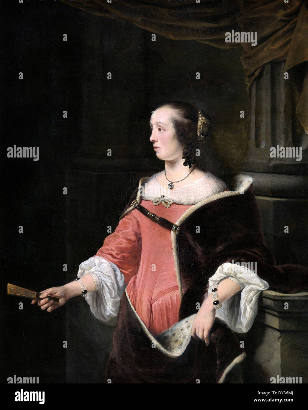 Ferdinand Bol, Portrait einer Frau 1652 Öl auf Leinwand. Museum Boijmans Van Beuningen, Rotterdam, Niederlande. Stockfoto