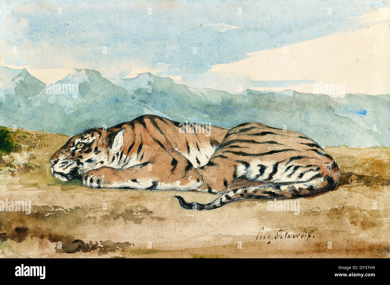 Eugène Delacroix, Royal Tiger 1800-1863 Aquarell. The Morgan Library and Museum. Stockfoto