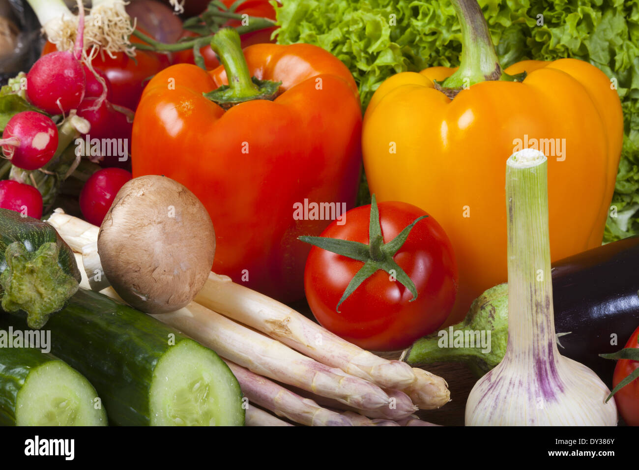 Hintergrund aus frischem Gemüse Stockfoto