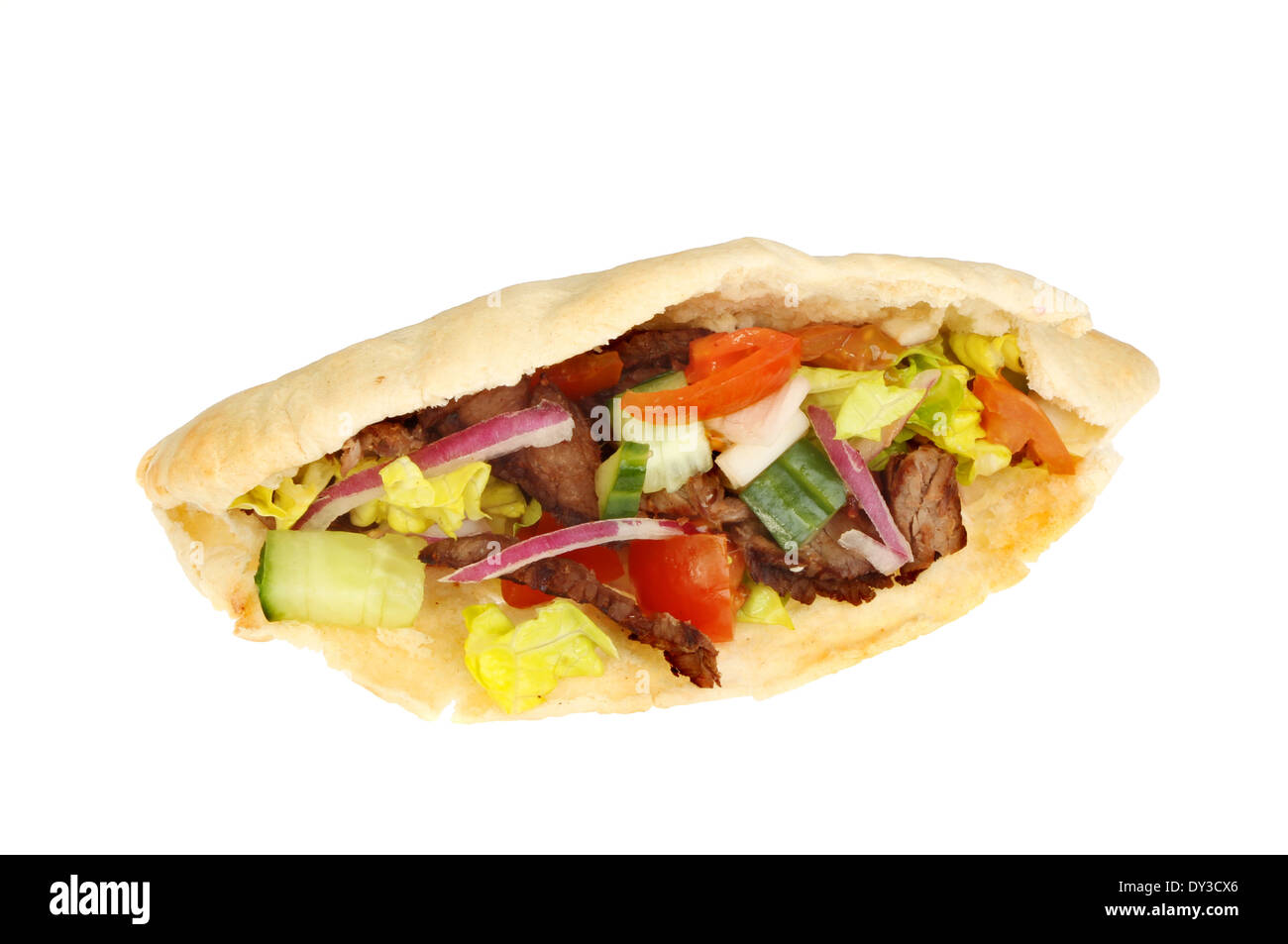 Donner Stil Kebab isoliert gegen weiß Stockfoto