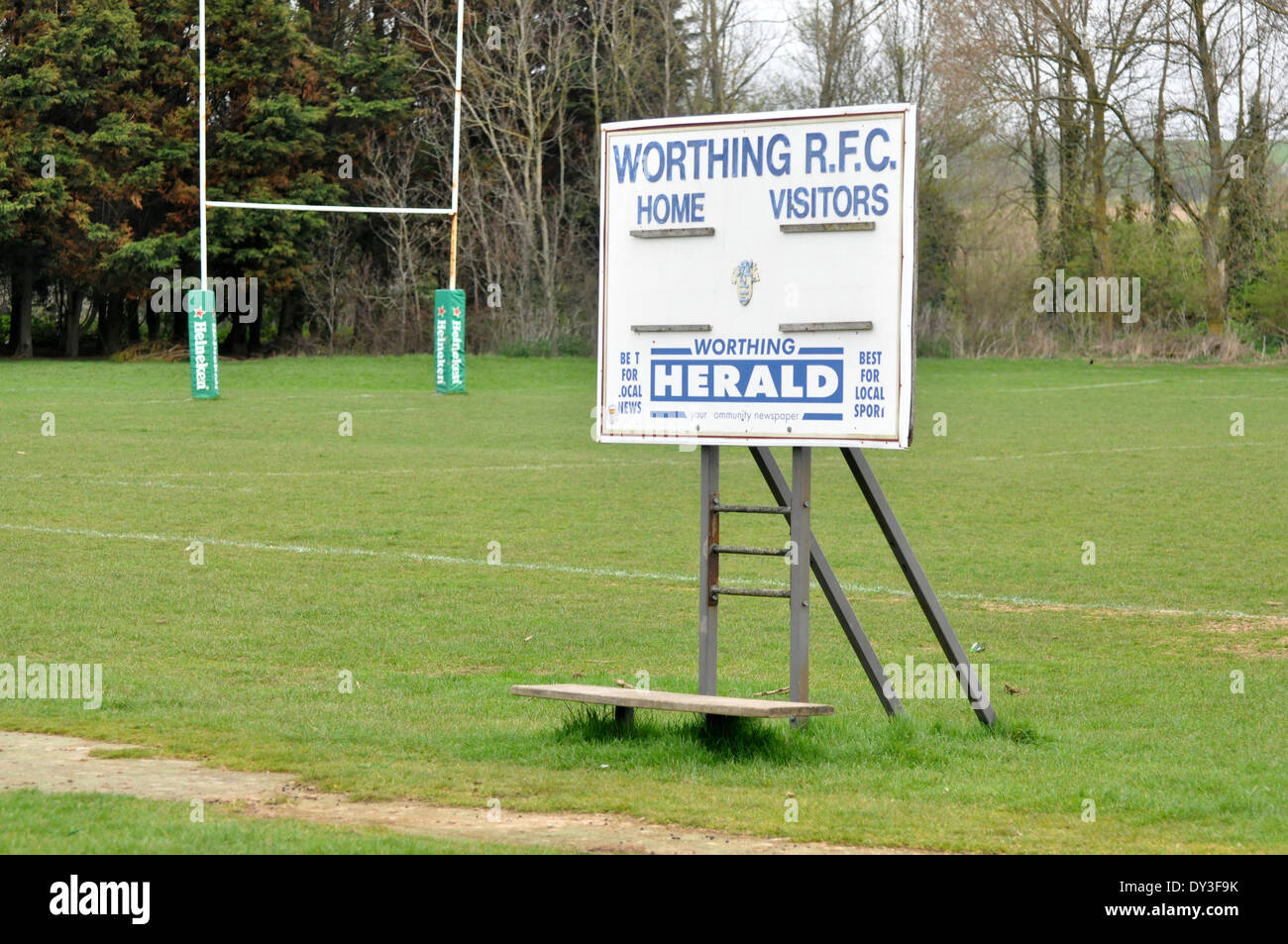 Worthing Rugby-Club scoreboaard Stockfoto