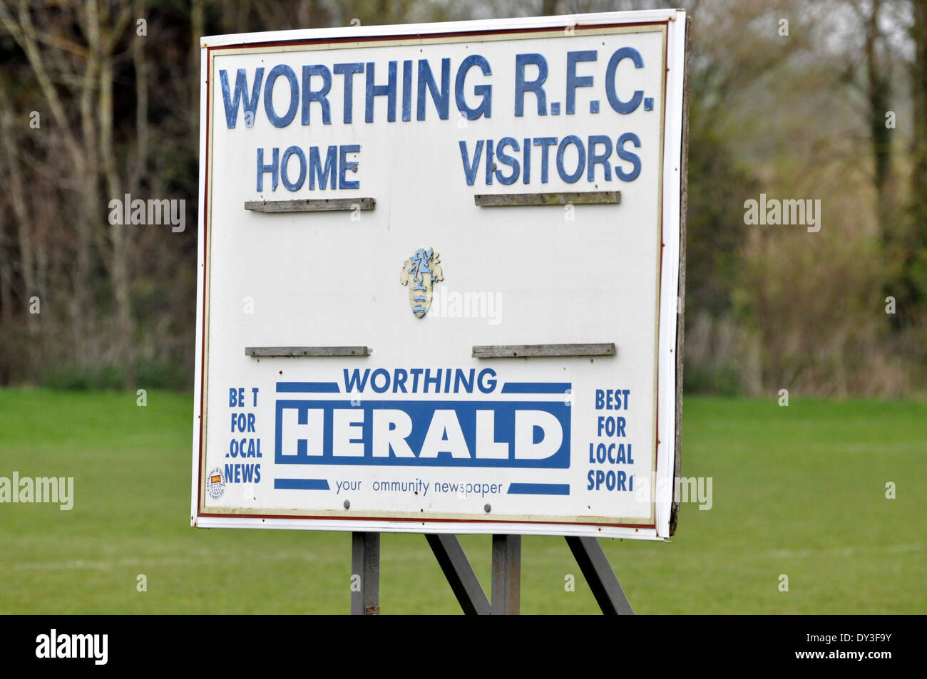 Worthing Rugby-Club scoreboaard Stockfoto