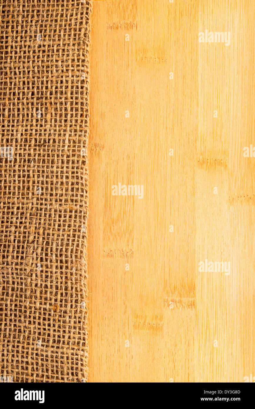 Bambus-Textur mit hessischen, ländlichen Stil Stockfoto