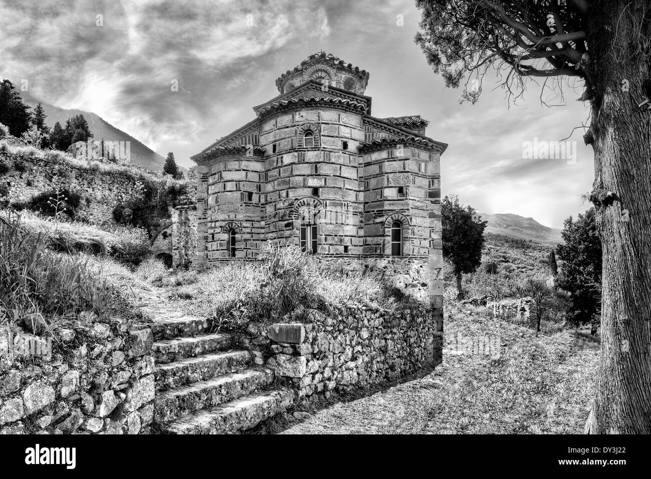 Die Kirche Evangelistria in Mystras, Griechenland Stockfoto