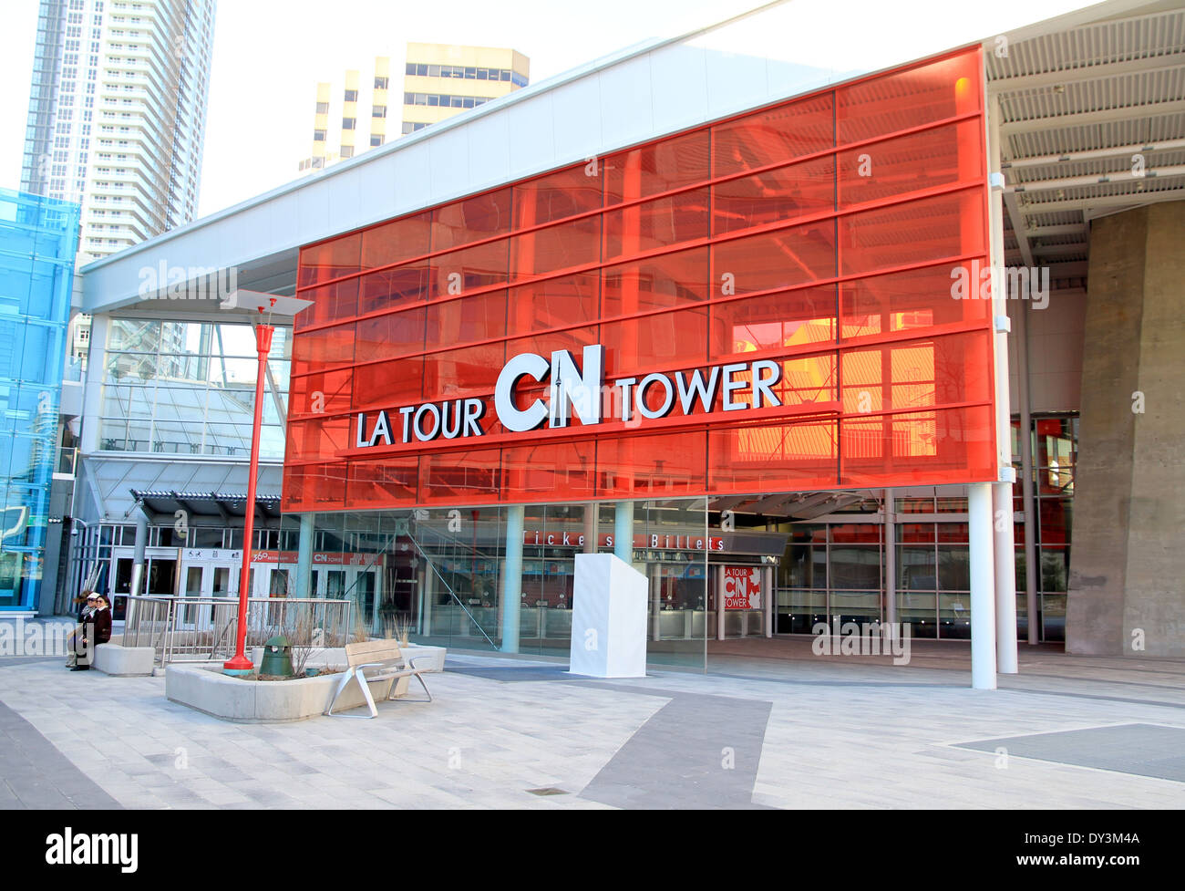 Eingangsschild der CN Tower in Toronto, Kanada Stockfoto