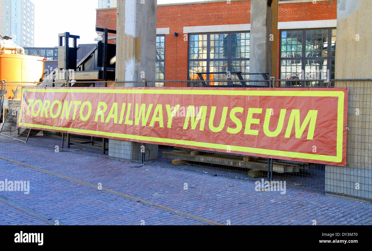 Banner am Eingang des Toronto Railway Museum in Downtown Toronto, Kanada Stockfoto