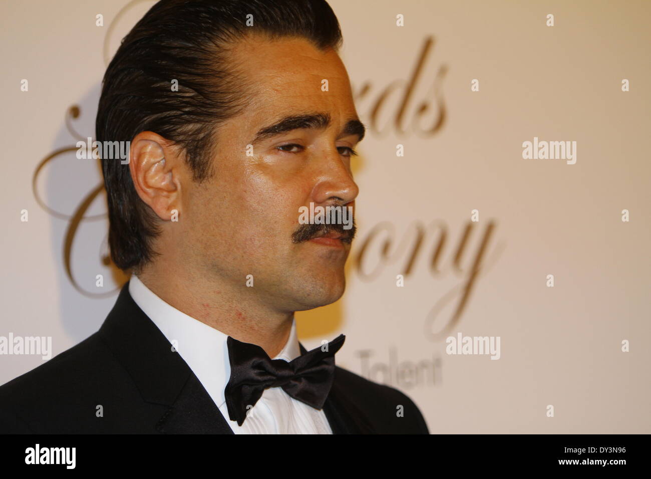 Dublin, Irland. 5. April 2014. Nahaufnahme der irische Schauspieler Colin Farrell. Er ist für seine Rolle in "Herr Banken speichern" für die "Unterstützung der Schauspieler" Filmpreis nominiert. Die 11. Irish Film & Television Awards 2014 fanden im DoubleTree by Hilton Hotel in Dublin statt. Die Preisverleihung wurde von irischen und internationalen Prominenten sowie den irischen Präsidenten Michael D. Higgins, die einen herausragenden Beitrag Ehrenpreis erhalten besucht. Bildnachweis: Michael Debets/Alamy Live-Nachrichten Stockfoto