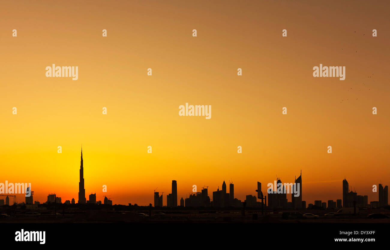 Dubai Skyline silhouette Stockfoto