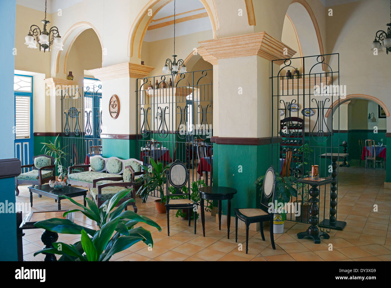 Interior Hotel Mascotte Remedios Kuba Stockfoto