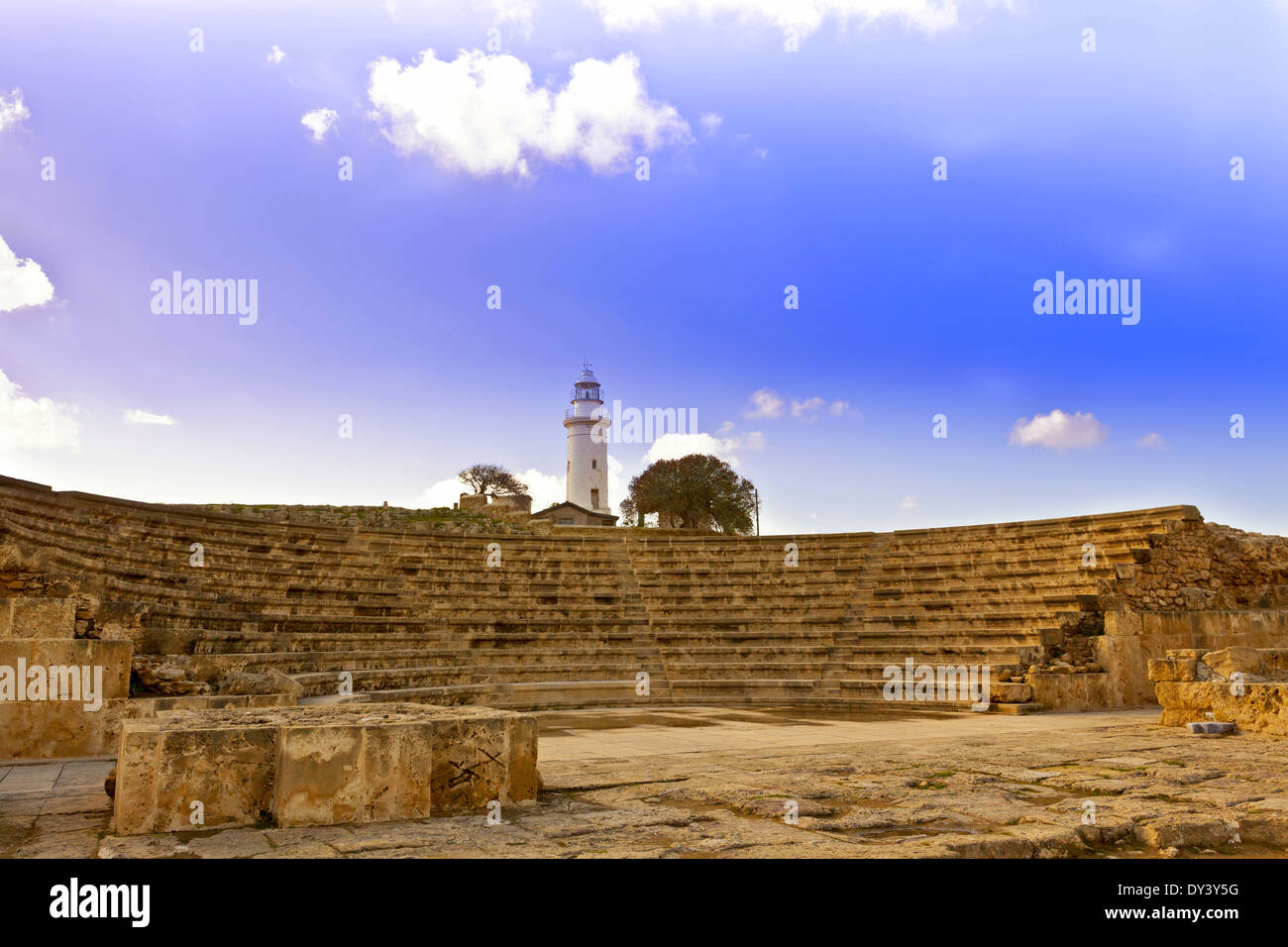 Antiken Theater an der archäologischen hellenistischen und römischen Site bei Kato Paphos in Zypern. Stockfoto