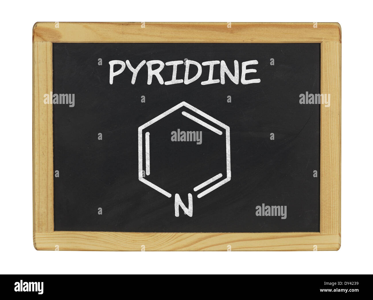 chemische Formel von Pyridin auf einer Tafel Stockfoto