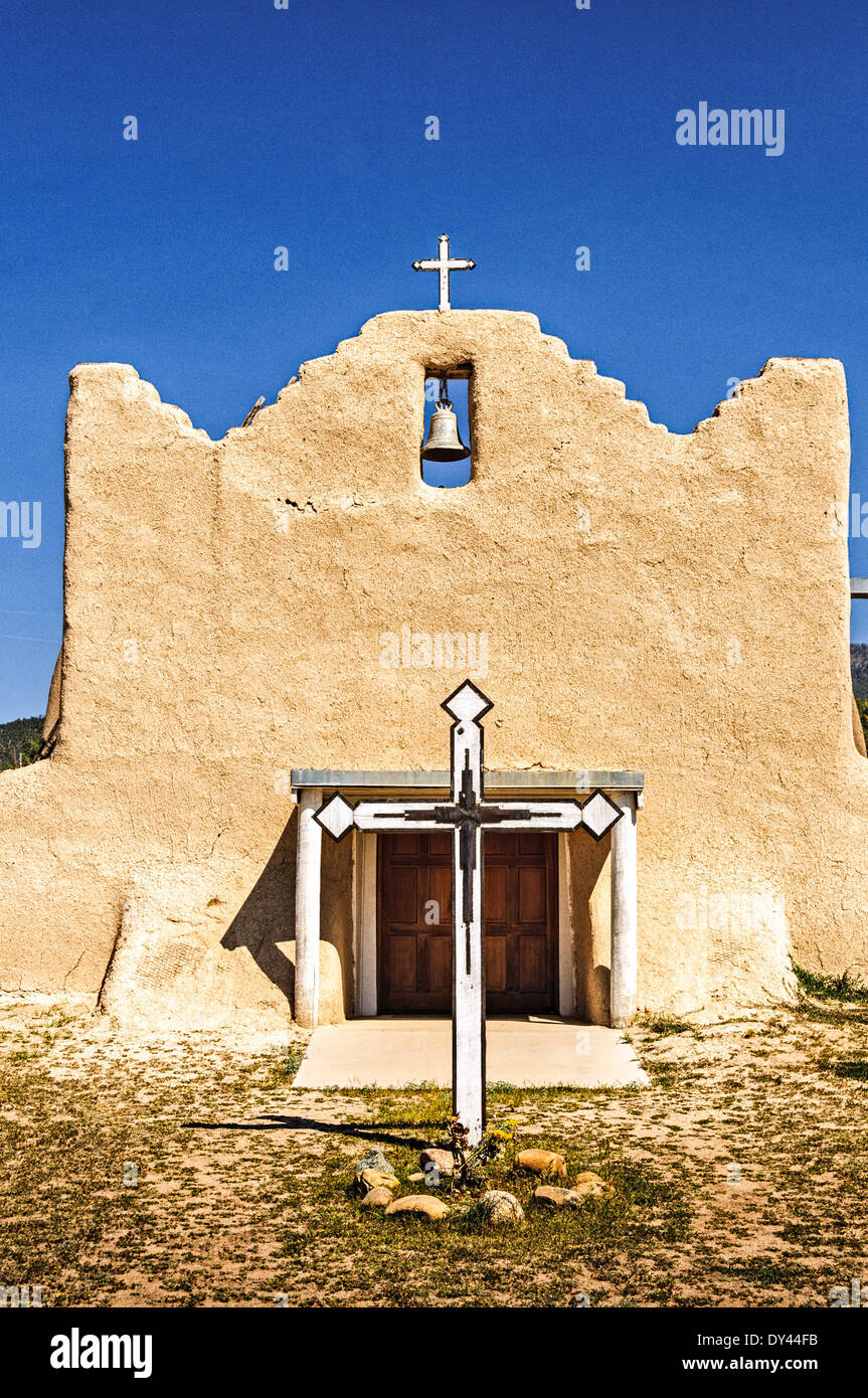 San Lorenzo de Picuris Missionskirche, Picuris Pueblo, New Mexico Stockfoto